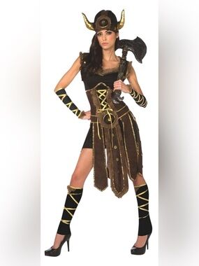 Women’s Brown & Gold Viking-Inspired Costume